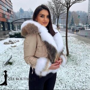 Luxury parka with fox fur details